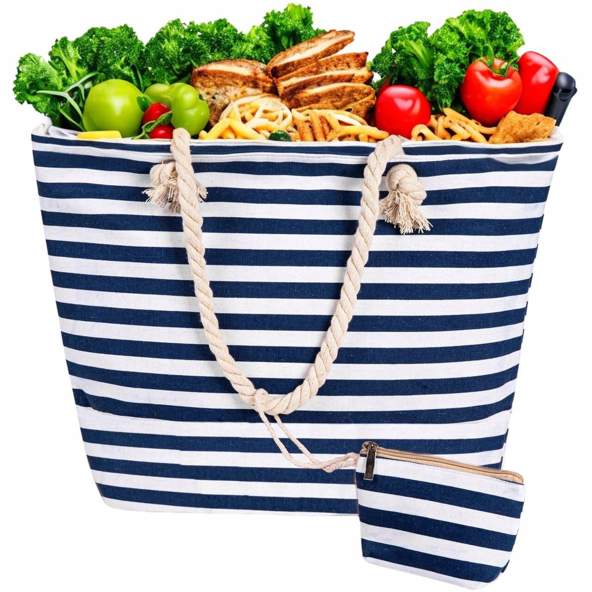 Torba na zakupy Duża Zapinana Na Zamek Torebka Shopper Na Piknik Miejska