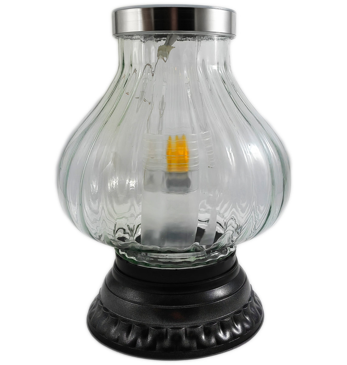 Duży znicz solarny lampion szklany fotowoltaiczny lampa żółty