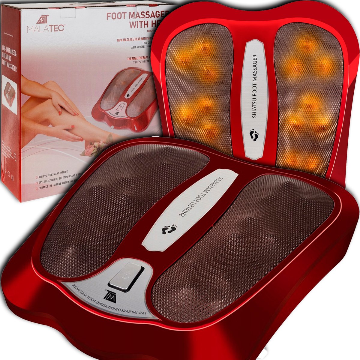 Masażer Do Stóp Shiatsu Do Nóg Ciała Wibracyjny Podgrzewany Elektryczny 2W1