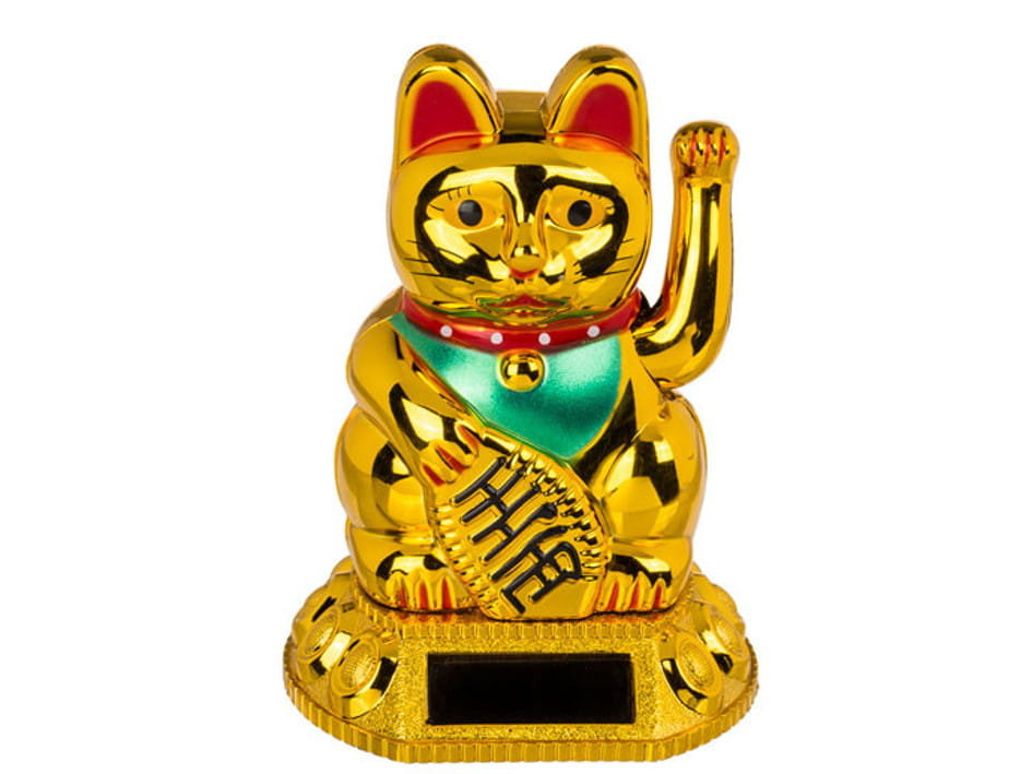 FIGURKA SOLARNA kot szczęścia MANEKI NEKO Z ŁAPKĄ