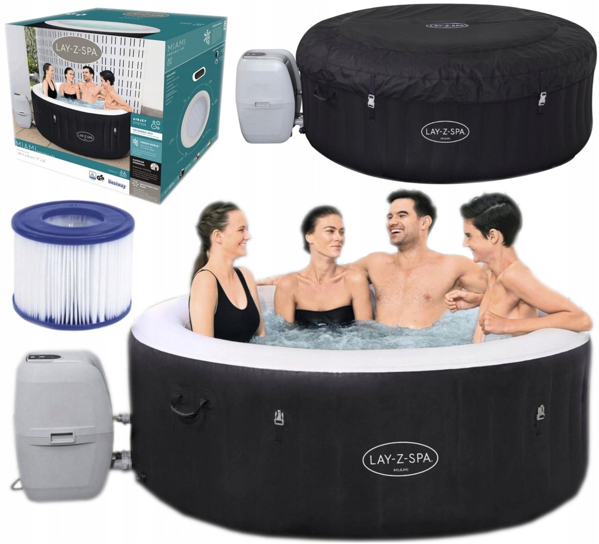 Rabino DMUCHANE SPA BASEN Z HYDROMASAŻEM 2-4 OS 180cm 120 DYSZY