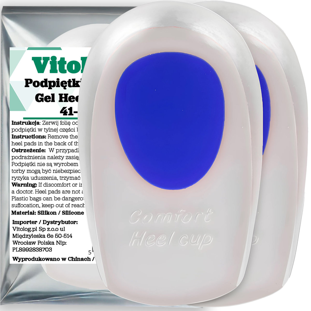 Podpiętki Żelowe do Butów Wkładki na Bolące Ostrogi Piętowe Ból Pięt Stóp 41-46