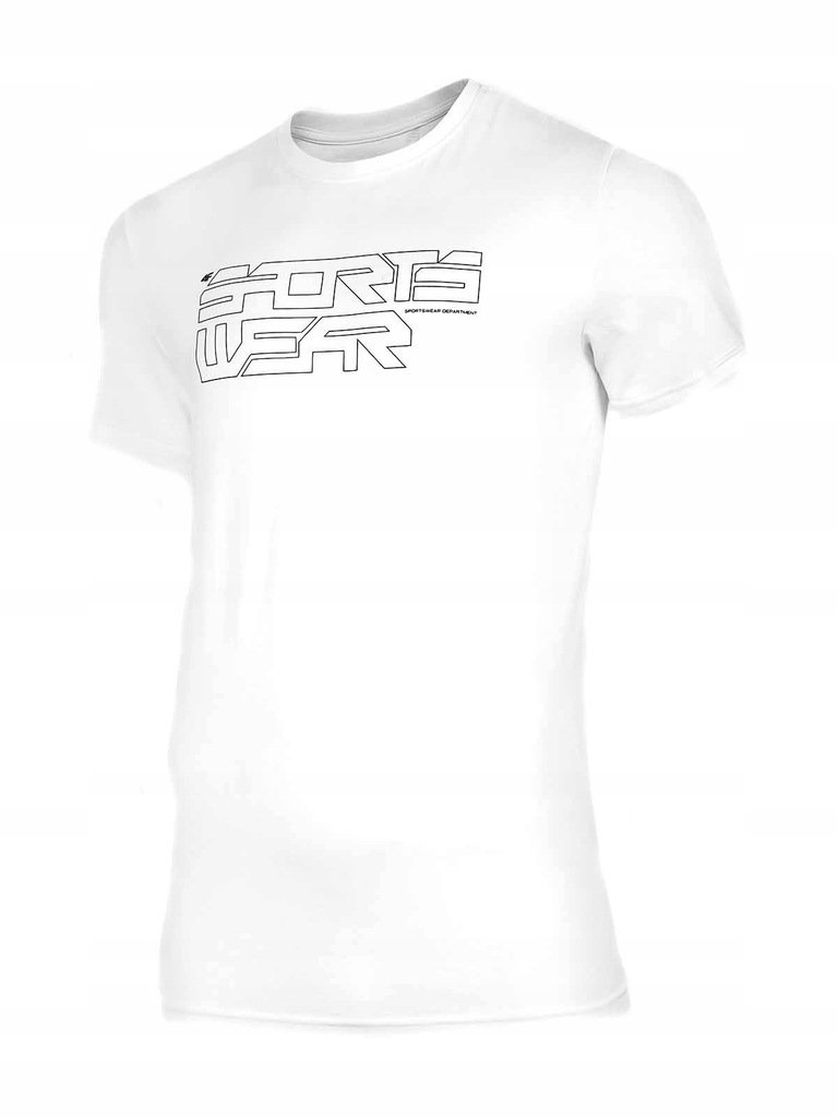 4F Męski Biały T-shirt z Nadrukiem 