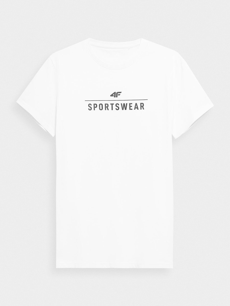 4F Męski Biały T-shirt z nadrukiem 