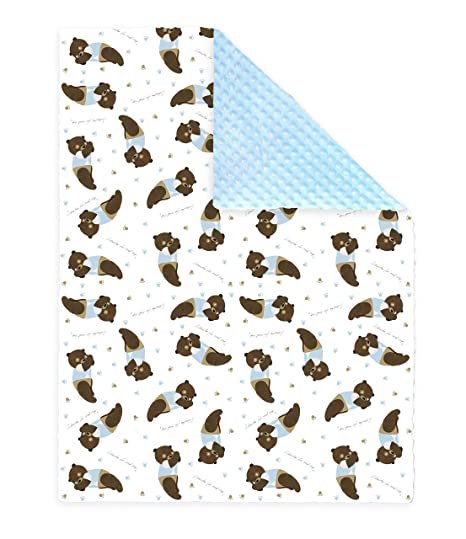 NeedSleep kocyk Miś minky niebieski 75x100 Gabriela Cichowska