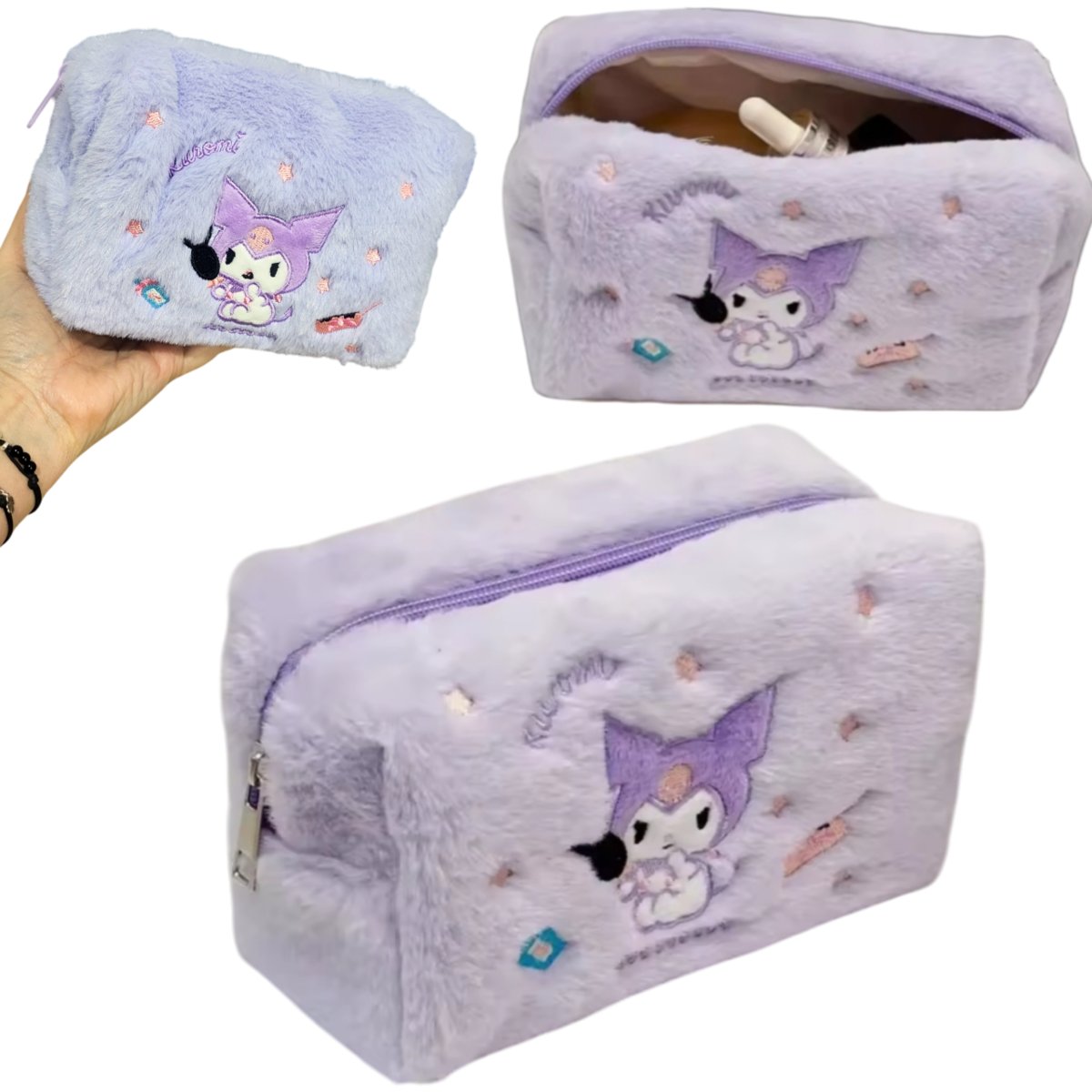 Piórnik Szkolny Kosmetyczka KUROMI SANRIO PLUSZOWA PODRÓŻNA NA ZAMEK FIOLET