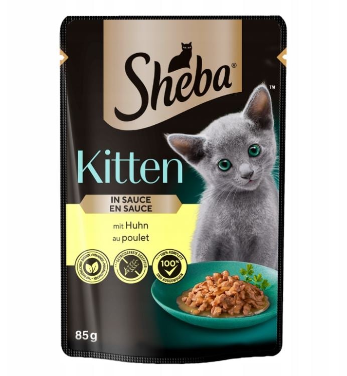 SHEBA Kitten saszetka 85 g mokra karma pełnoporcjowa dla kociąt kawałki z kurczakiem w sosie