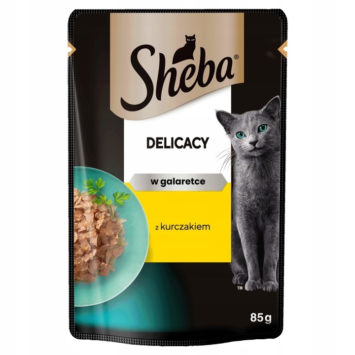 SHEBA Delicacy saszetka 85 g mokra karma pełnoporcjowa dla dorosłych kotów kawałki z kurczakiem w galaretce