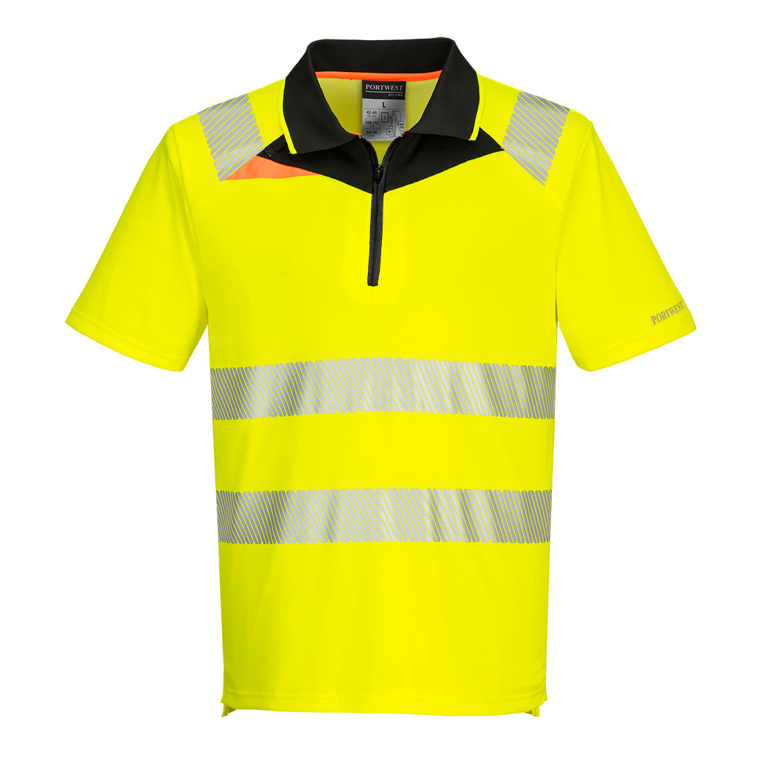 PORTWEST DX412 KURTKA OSTRZEGAWCZA POLO DX4 Z KRÓTKIM RĘKAWEM; ŻÓŁTY/CZARNY