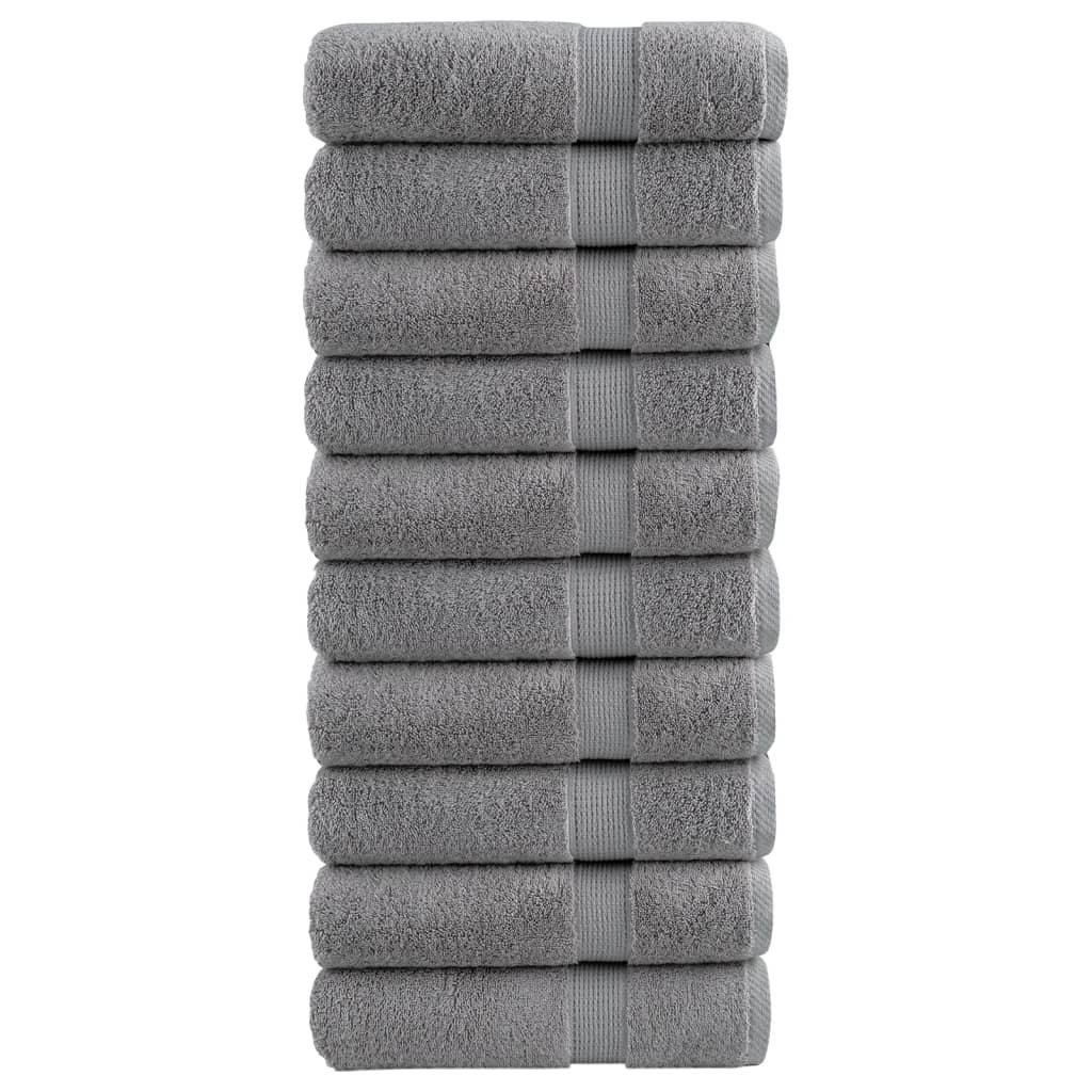 The Living Store Ręczniki premium SOLUND 10 szt. - szare - 100x150 cm - Ręcznik Kąpielowy