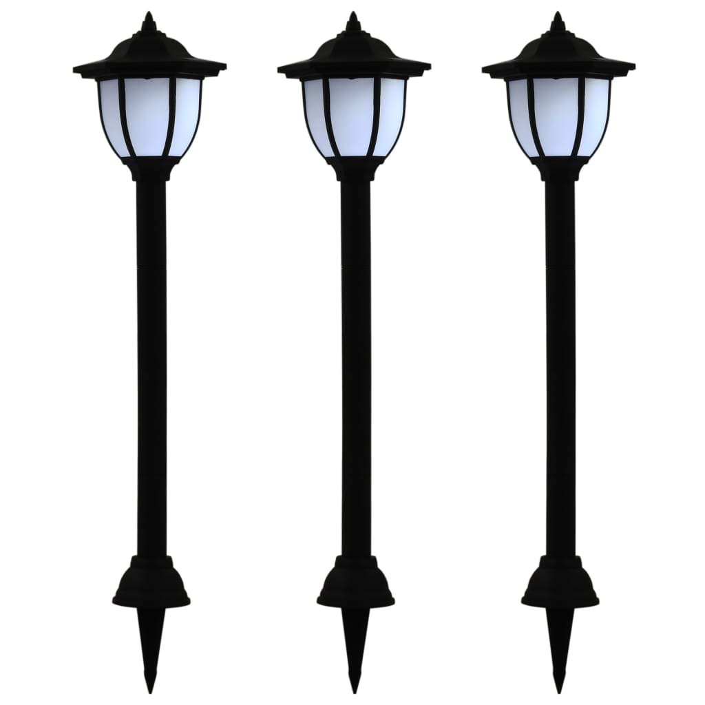 The Living Store Zewnętrzne lampy solarne LED - 3 szt. - czarne - Lampa Solarna