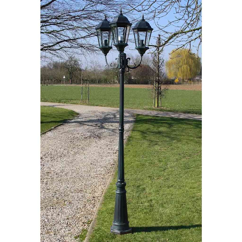 The Living Store Stojąca lampa ogrodowa 3-ramienna - 230 cm - ciemnozielona/czarna - Lampa Ogrodowa