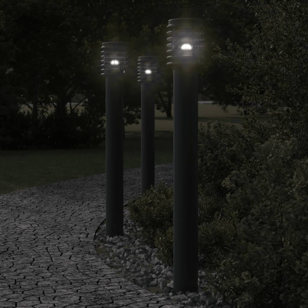 The Living Store Lampa ogrodowa na słupku - czarna - 110 cm - stal nierdzewna - Lampa Ogrodowa