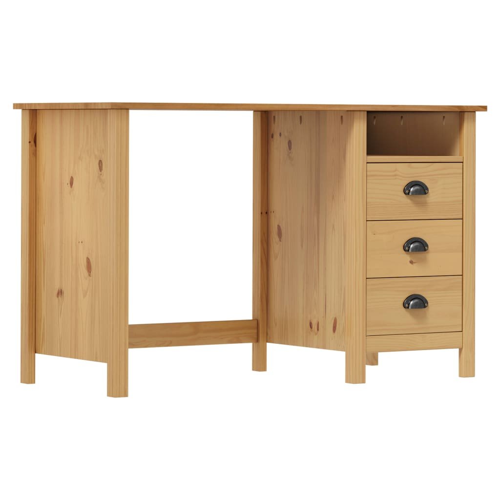The Living Store Biurko Hill z 3 szufladami - 120x50x74 cm - lita sosna - Biurko