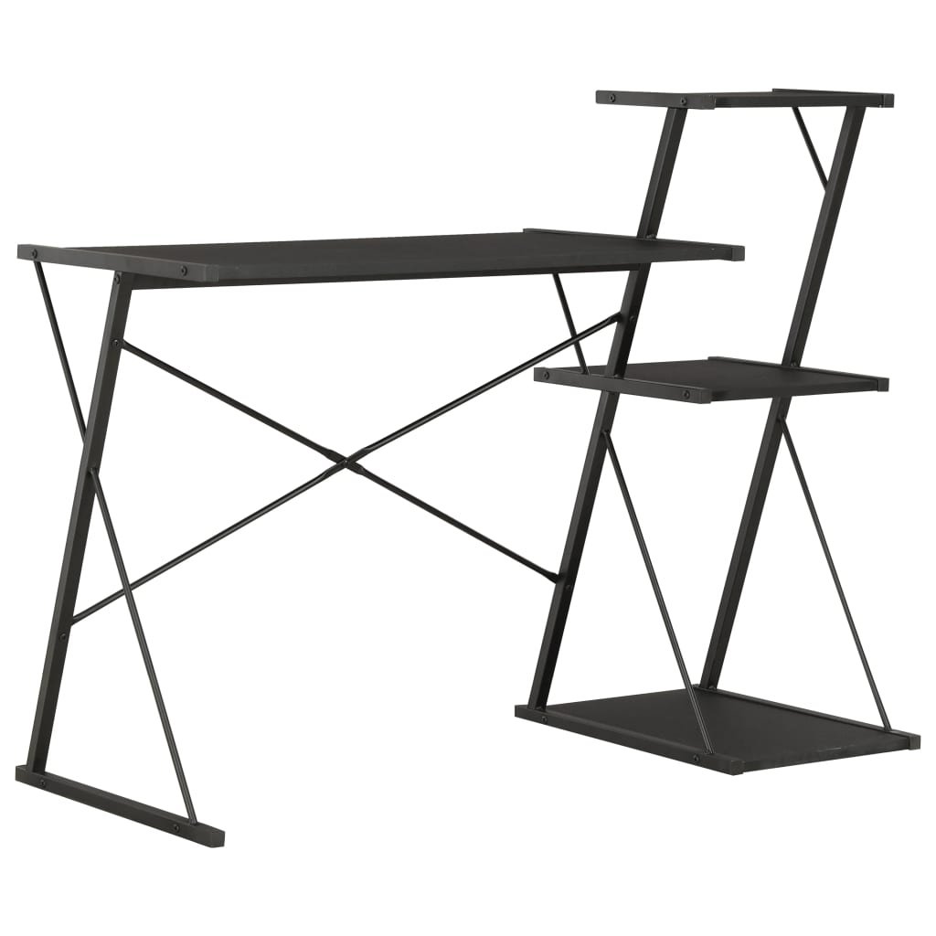 The Living Store Biurko z półką - czarne - 116x50x93 cm - Biurko