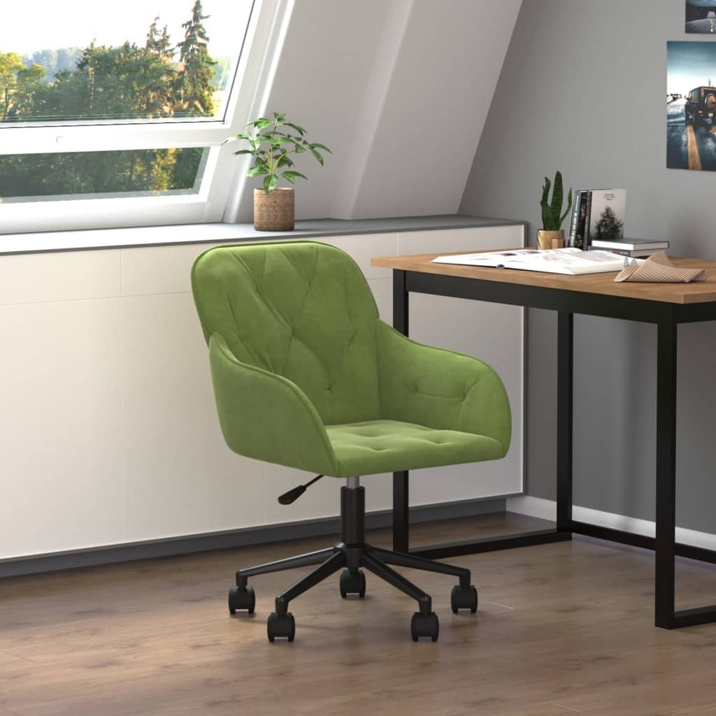 The Living Store Obrotowe krzesło biurowe - jasnozielone - obite aksamitem - Krzesło Biurowe