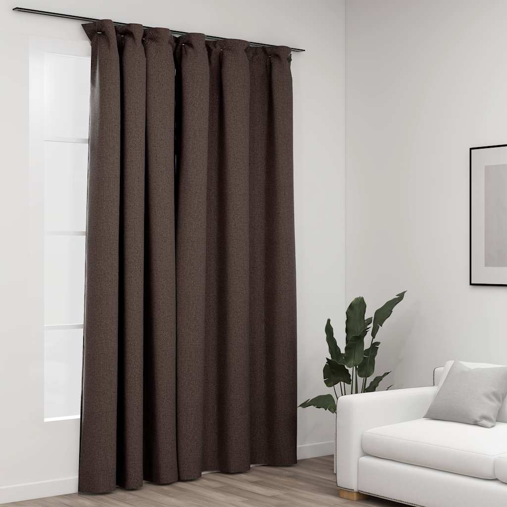 The Living Store Zasłona stylizowana na lnianą - z haczykami - taupe - 290x245 cm - Zasłona