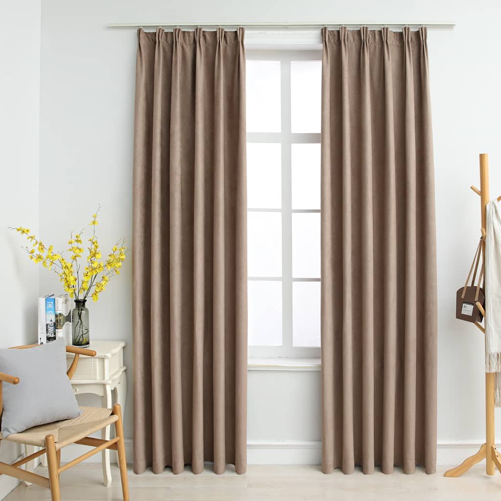 The Living Store Zasłony zaciemniające z haczykami - 2 szt. - taupe - 140x225 cm - Zasłona