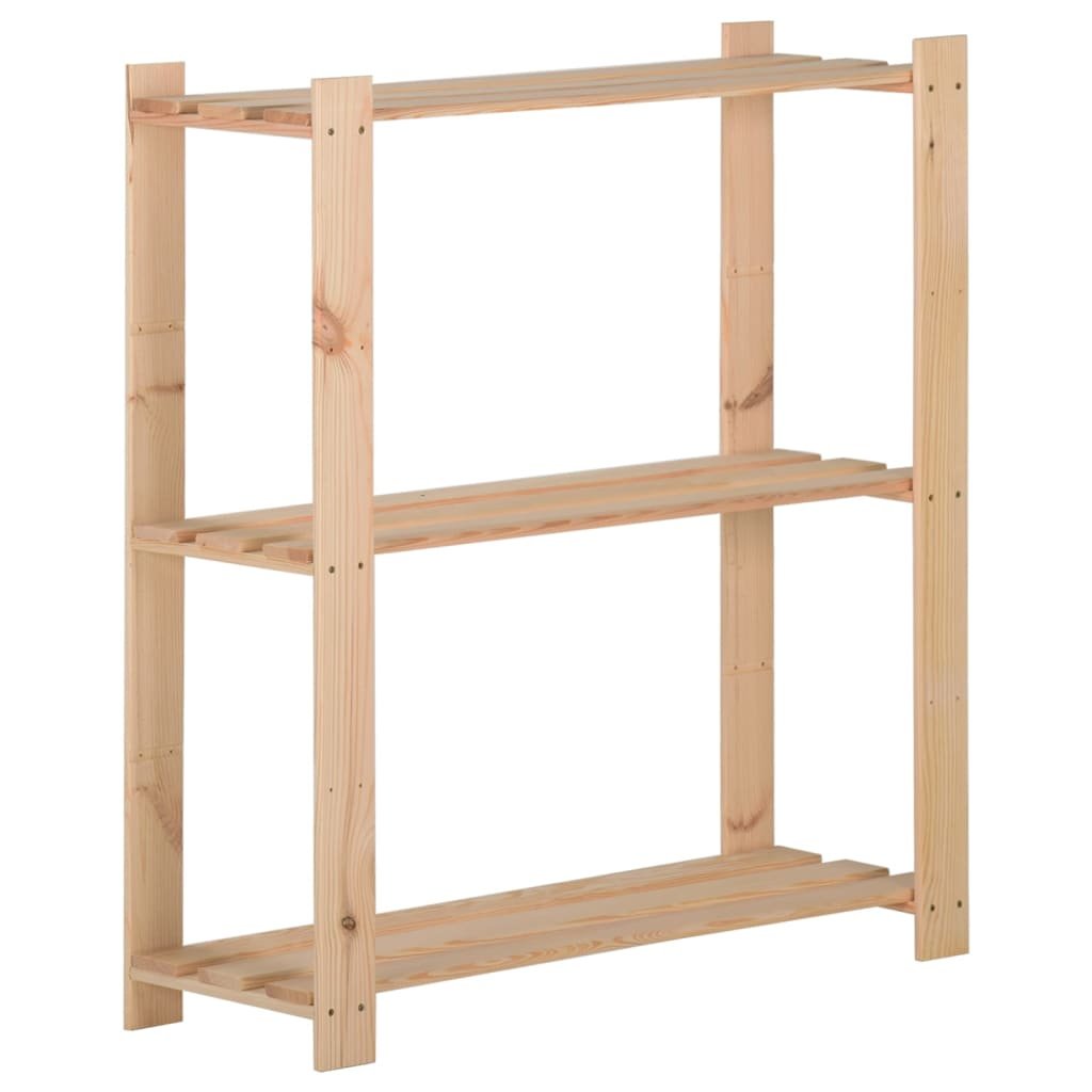The Living Store Regał z 3 półkami - 80x28 -5x90 cm - drewno sosnowe - Regał Magazynowy