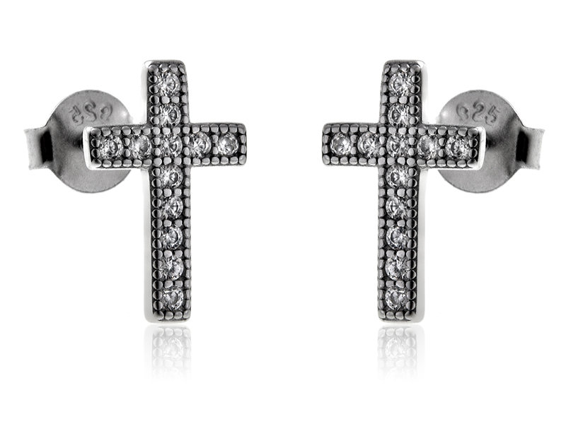 Kolczyki srebrne Krzyże z cyrkoniami k3450