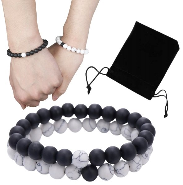 KAMIENNE BRANSOLETKI DLA PAR PRZYJACIÓŁ PREZENT NA WALENTYNKI DZIEŃ KOBIET