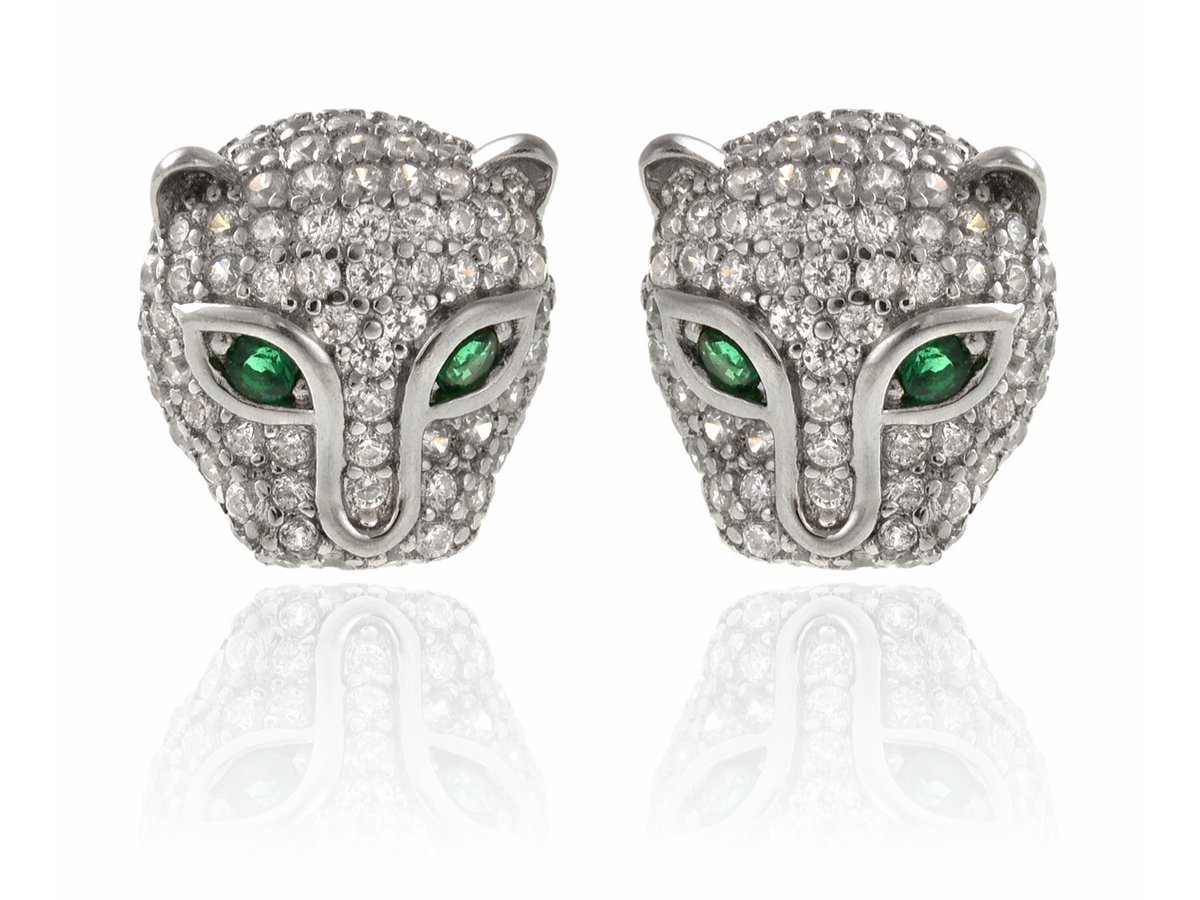 Kolczyki srebrne kot Koty Pantera tygrys k3661