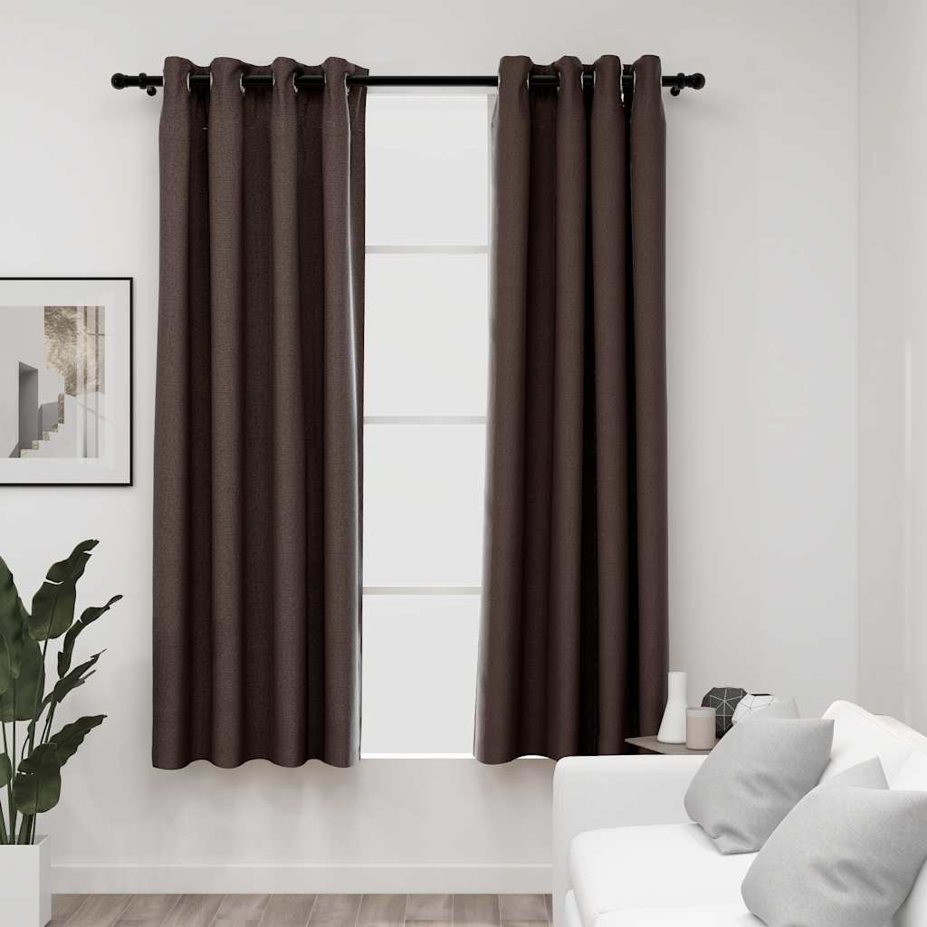 The Living Store Zasłony stylizowane na lniane - 2 szt. - taupe - 140x175 cm - Zasłona