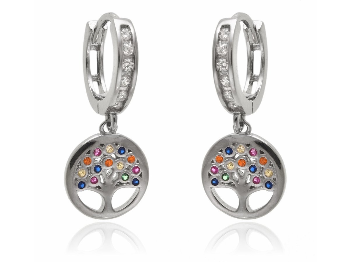 Kolczyki kółka z przywieszką Drzewo życia szczęścia k3648