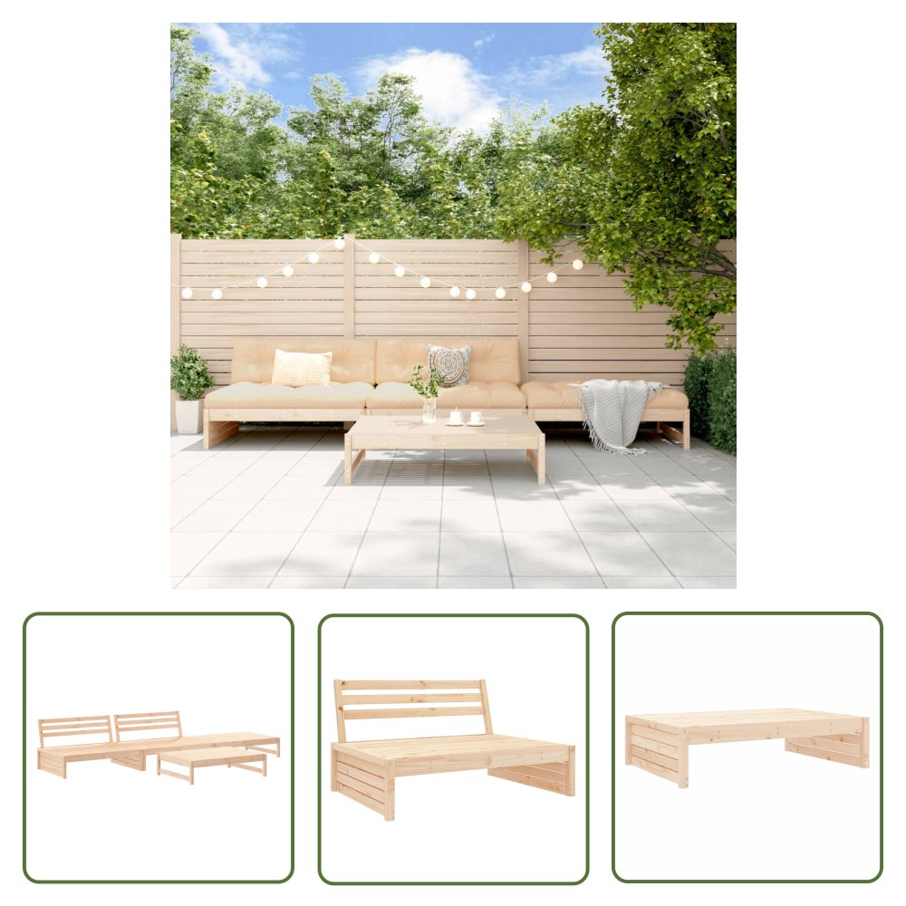 The Living Store 4-cz. zestaw mebli ogrodowych - drewno sosnowe - Meble Ogrodowe