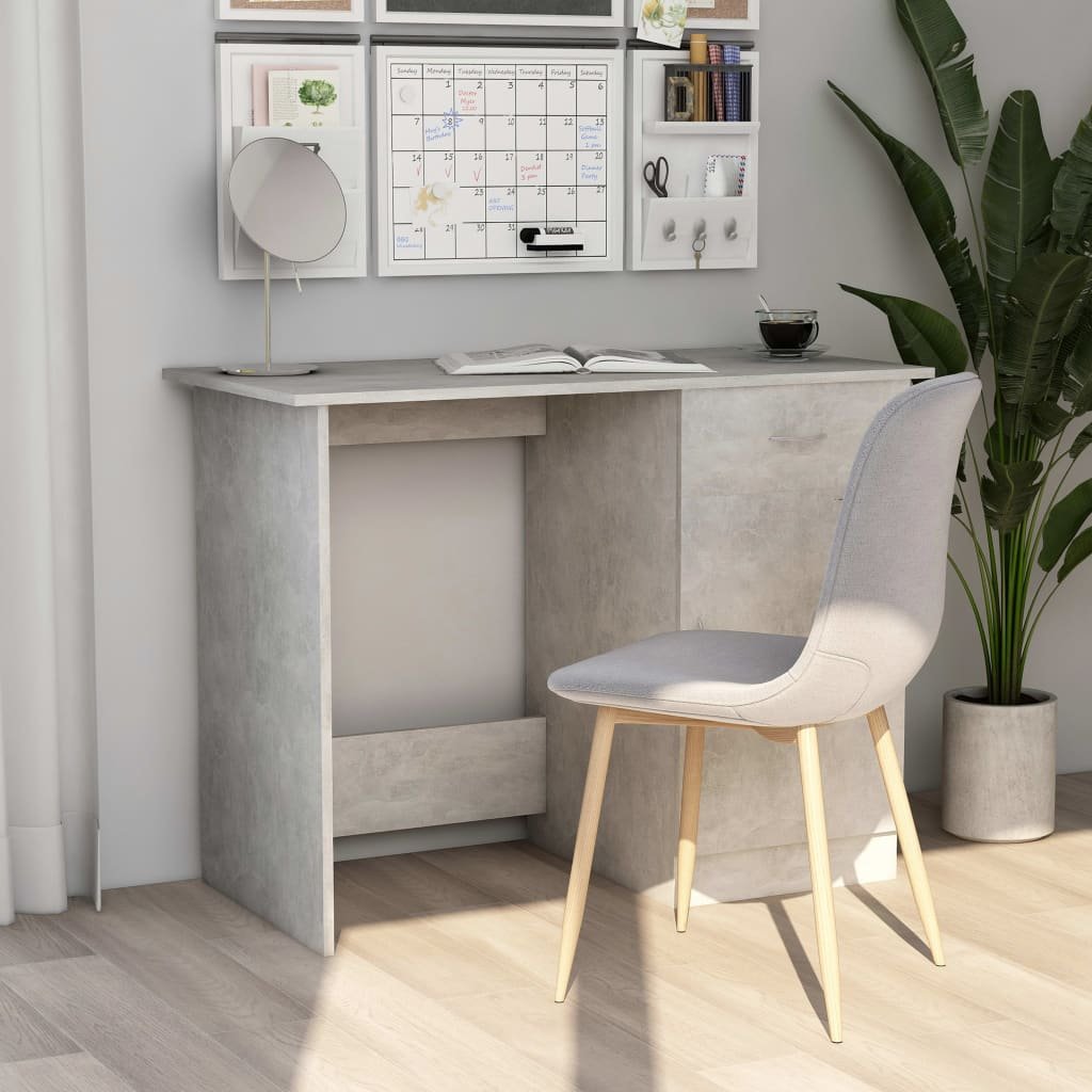 The Living Store Biurko - szarość betonu - 100x50x76 cm - materiał drewnopochodny - Biurko