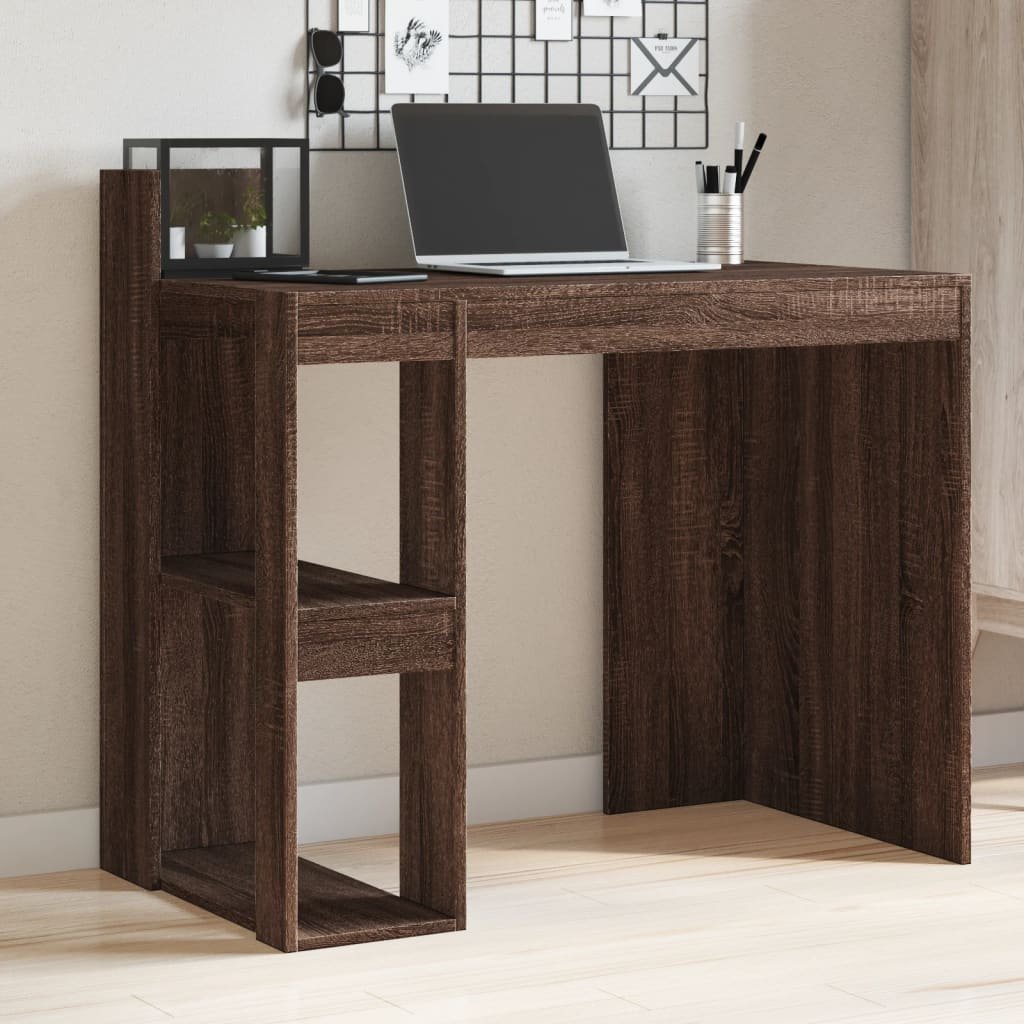 The Living Store Biurko - brązowy dąb - 103 -5x56 -5x94 cm - materiał drewnopochodny - Biurko