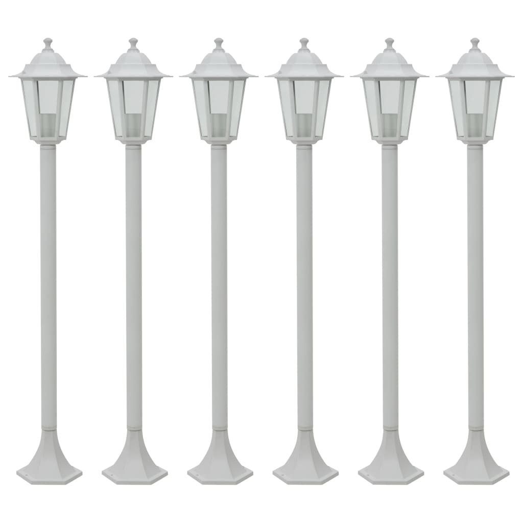The Living Store Lampy ogrodowe - 110 cm - E27 - aluminium - 6 szt. - białe - Światło Ogrodowe