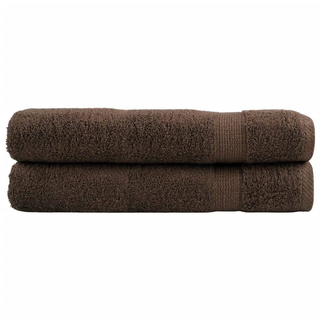The Living Store Ręczniki premium SOLUND - 2 szt. - brązowe - 100x200 cm - Ręcznik