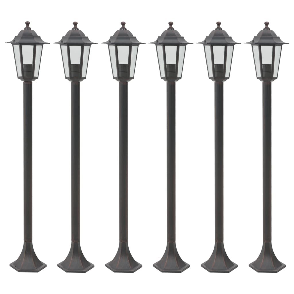 The Living Store Lampy ogrodowe - 110 cm - E27 - aluminium - 6 szt. - brązowe - Światło Ogrodowe