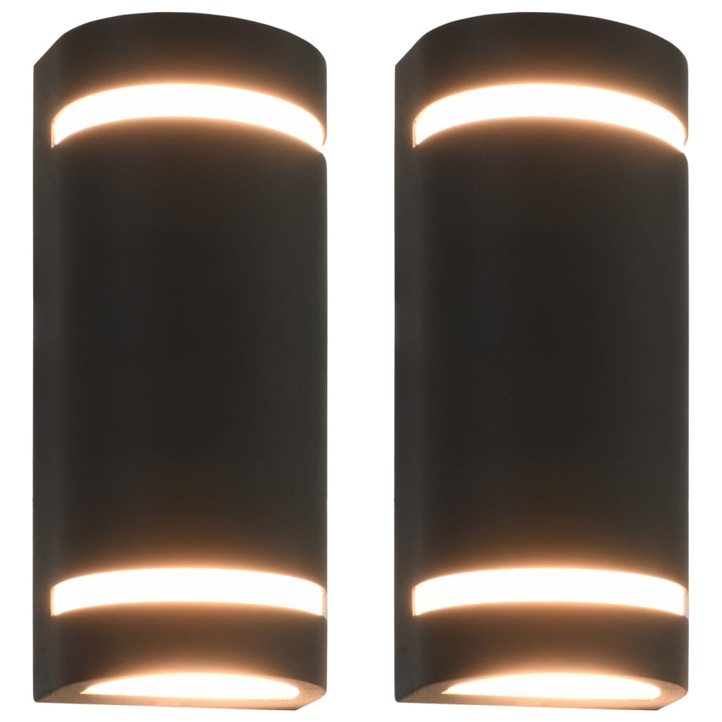 The Living Store Zewnętrzne lampy ścienne - 2 szt. - 35 W - czarne - półokrągłe - Lampa Ścienna