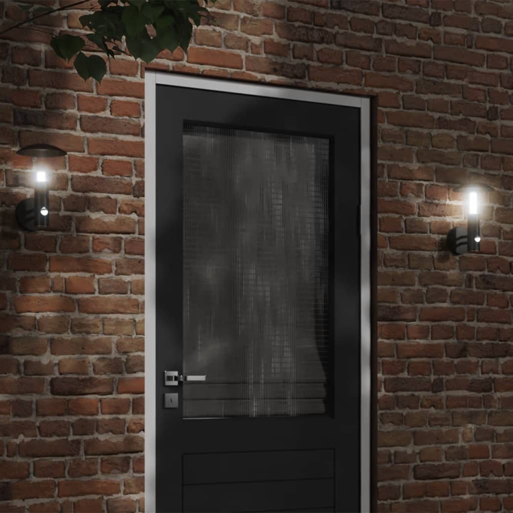 The Living Store Kinkiety zewnętrzne z czujnikiem ruchu - 2 szt. - czarne - stal - Zewnętrzna Lampa Ścienna