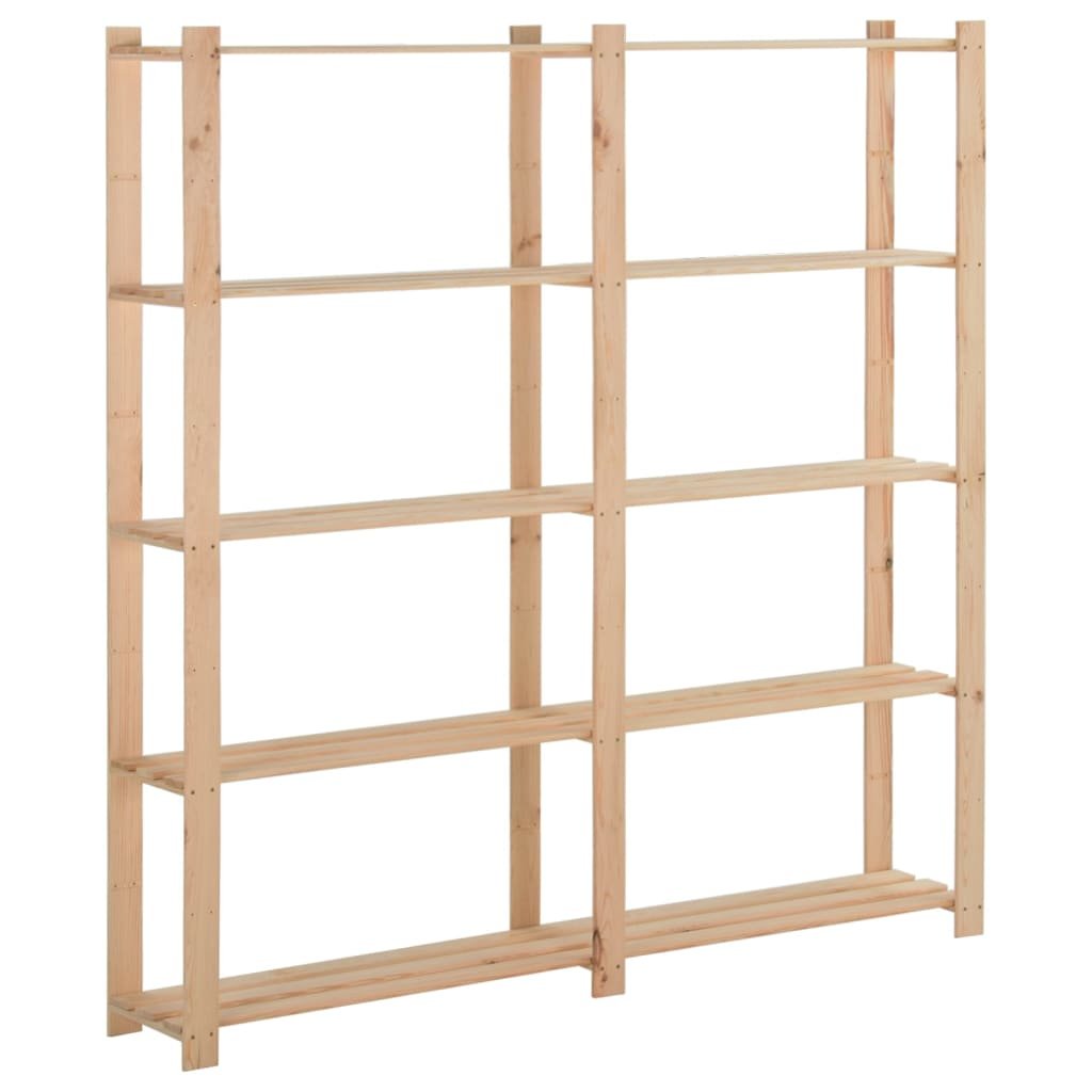 The Living Store Regał z 5 półkami - 170x28 -5x170 cm - drewno sosnowe - Regał Magazynowy