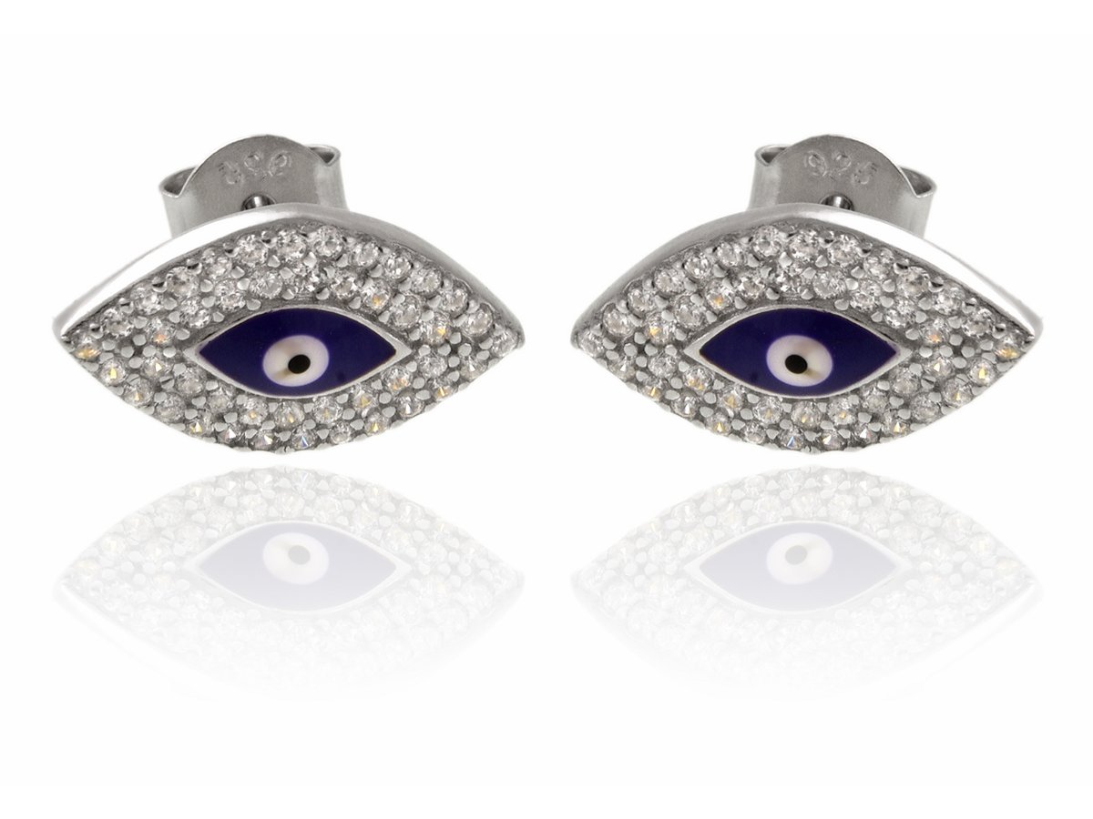 Kolczyki srebrne Oko proroka granatowe k3653