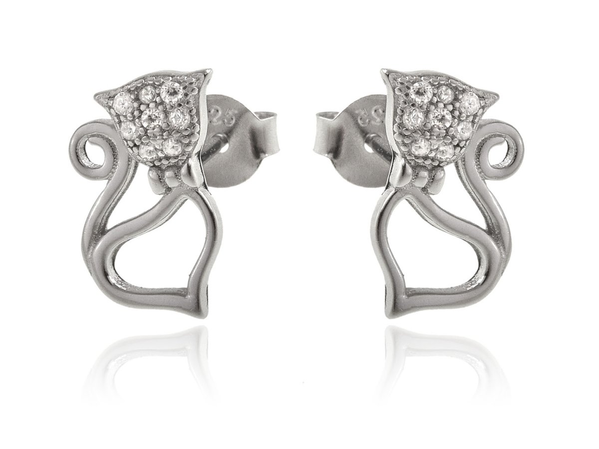 Kolczyki srebrne Koty z muszką k3672