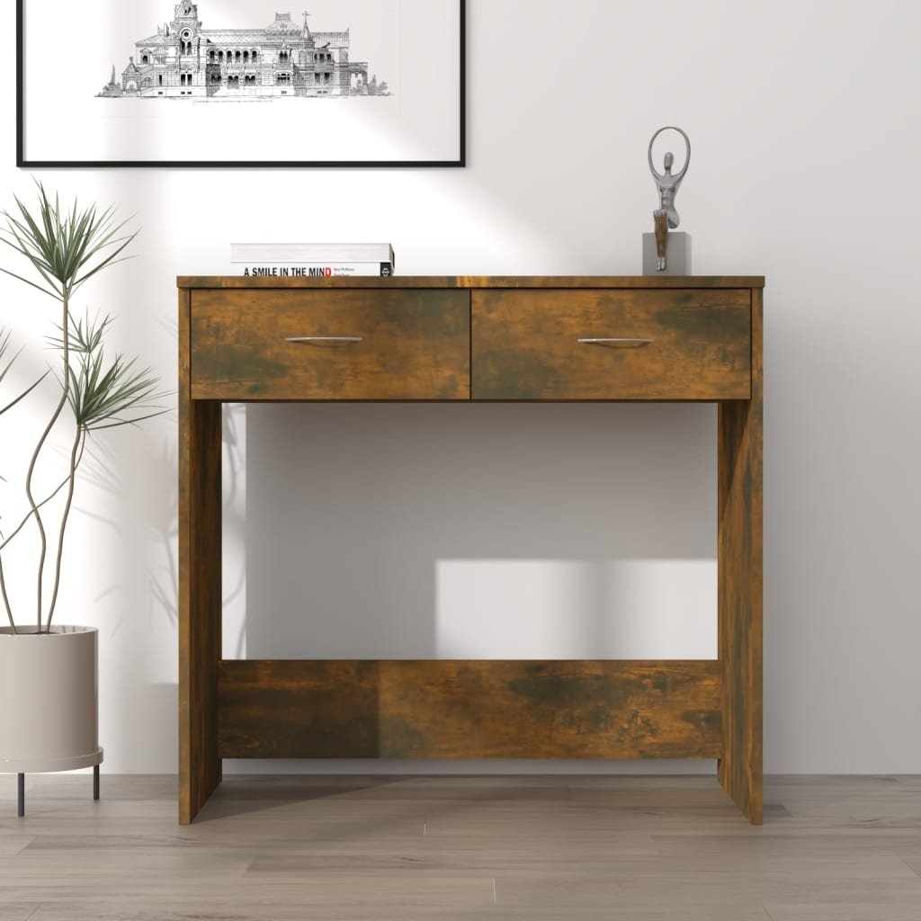 The Living Store Biurko - przydymiony dąb - 80x40x75 cm - materiał drewnopochodny - Biurko