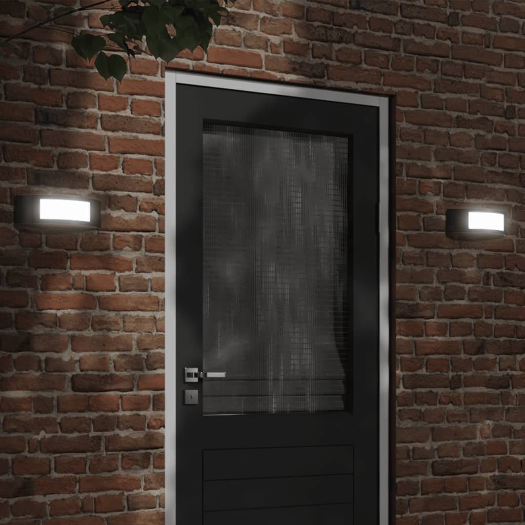 The Living Store Kinkiety zewnętrzne - 2 szt. - czarne - stal nierdzewna - Zewnętrzna Lampa Ścienna