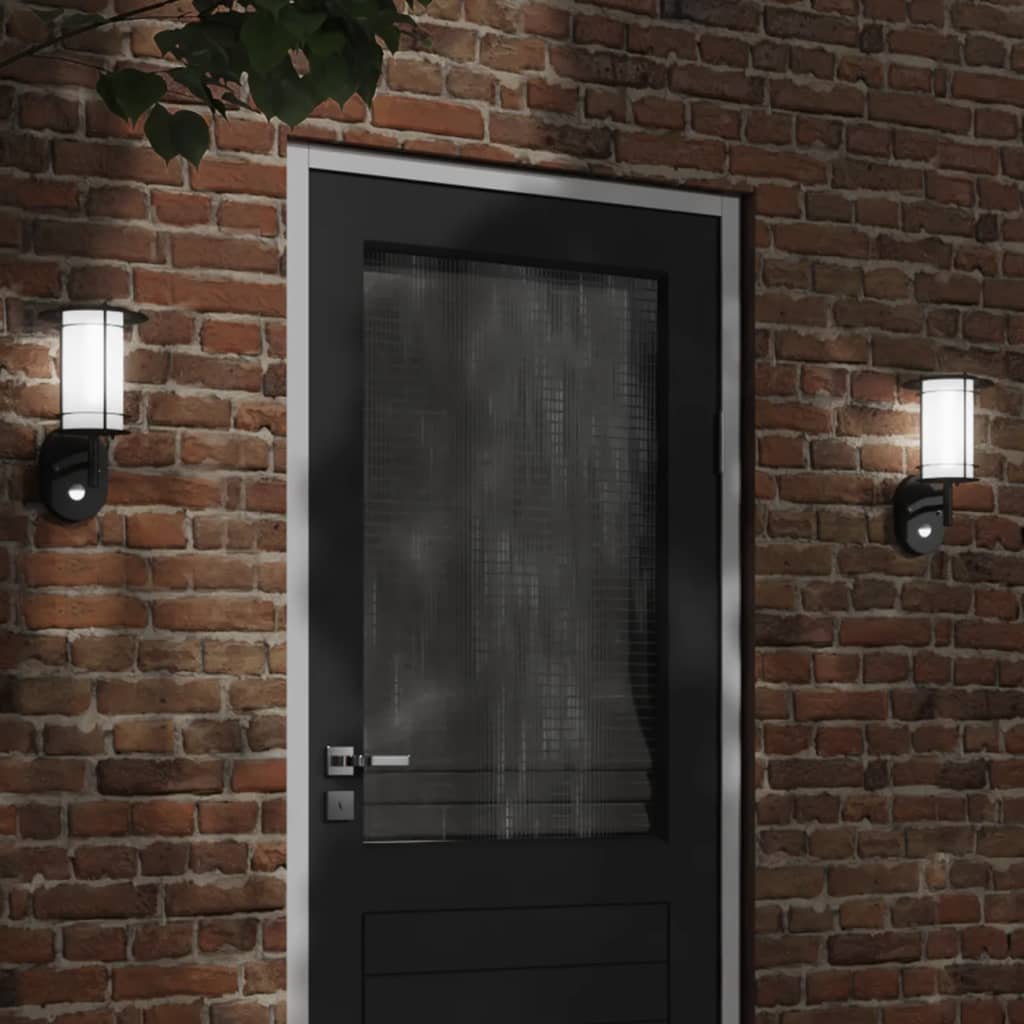The Living Store Kinkiet zewnętrzny z czujnikiem ruchu - czarny - stal nierdzewna - Zewnętrzna Lampa Ścienna