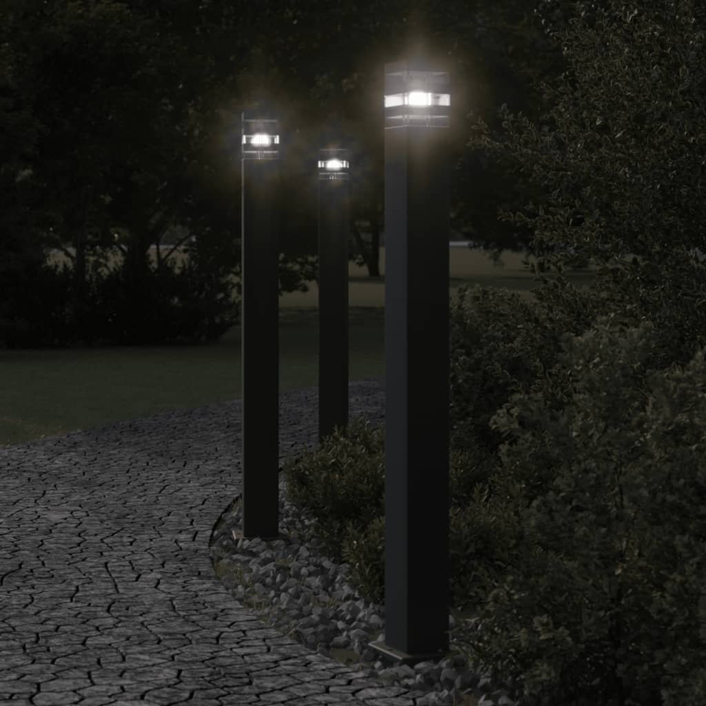 The Living Store Zewnętrzna lampa stojąca - czarna - 110 cm - aluminium - Lampa Ogrodowa