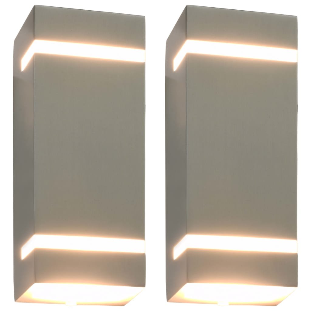 The Living Store Zewnętrzne lampy ścienne - 2 szt. - 35 W - srebrne - prostokątne - Lampa Ścienna