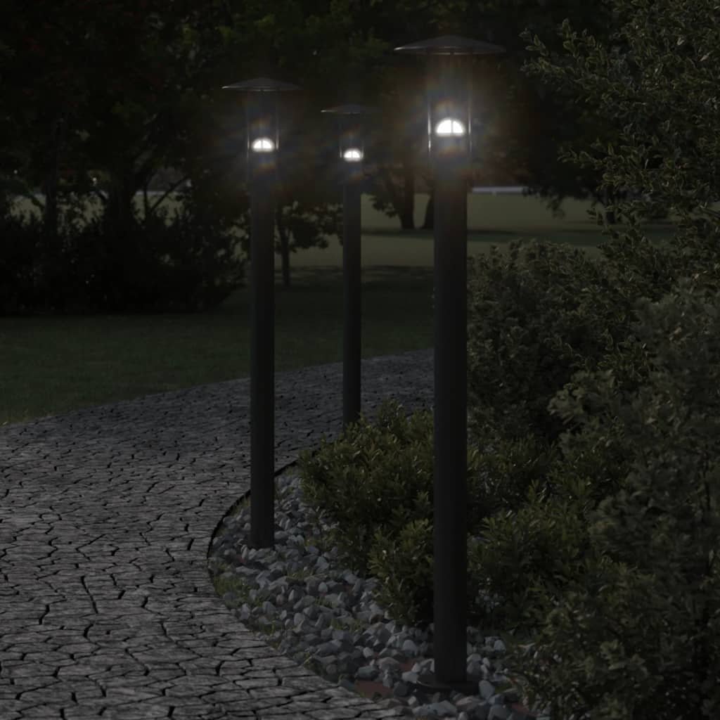 The Living Store Lampa ogrodowa na słupku - czarna - 100 cm - stal nierdzewna - Lampa Ogrodowa