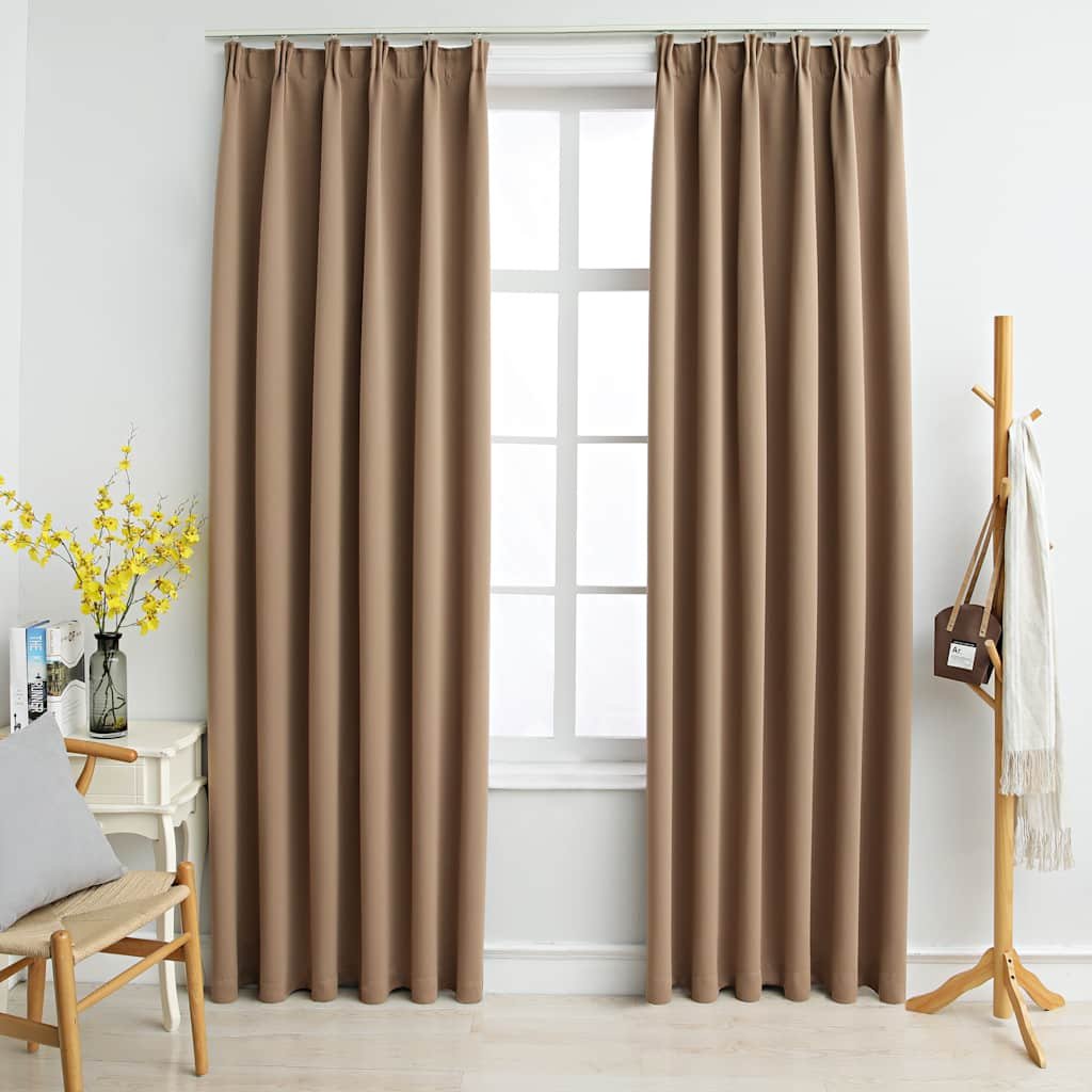 The Living Store Zasłony zaciemniające z haczykami - 2 szt. - taupe - 140x245 cm - Zasłona