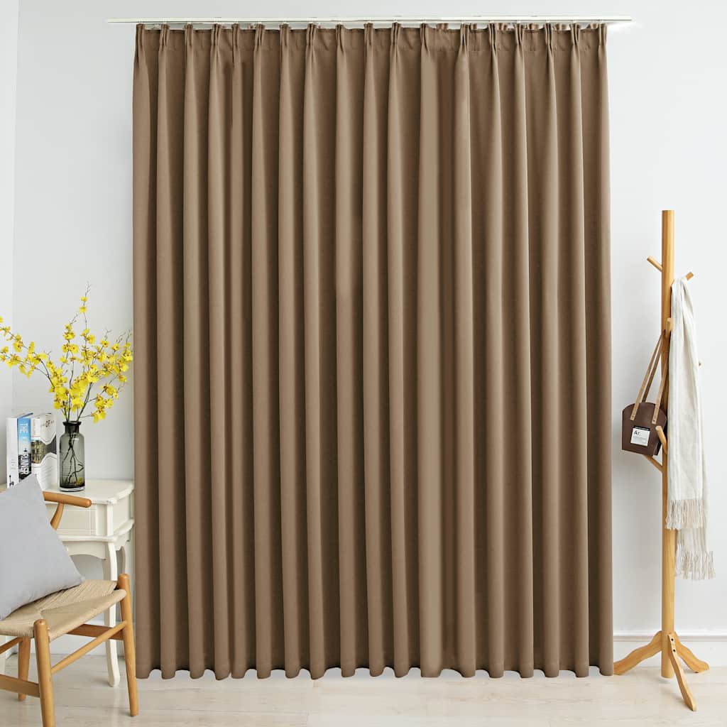 The Living Store Zasłona zaciemniająca z haczykami - taupe - 290x245 cm - Zasłona