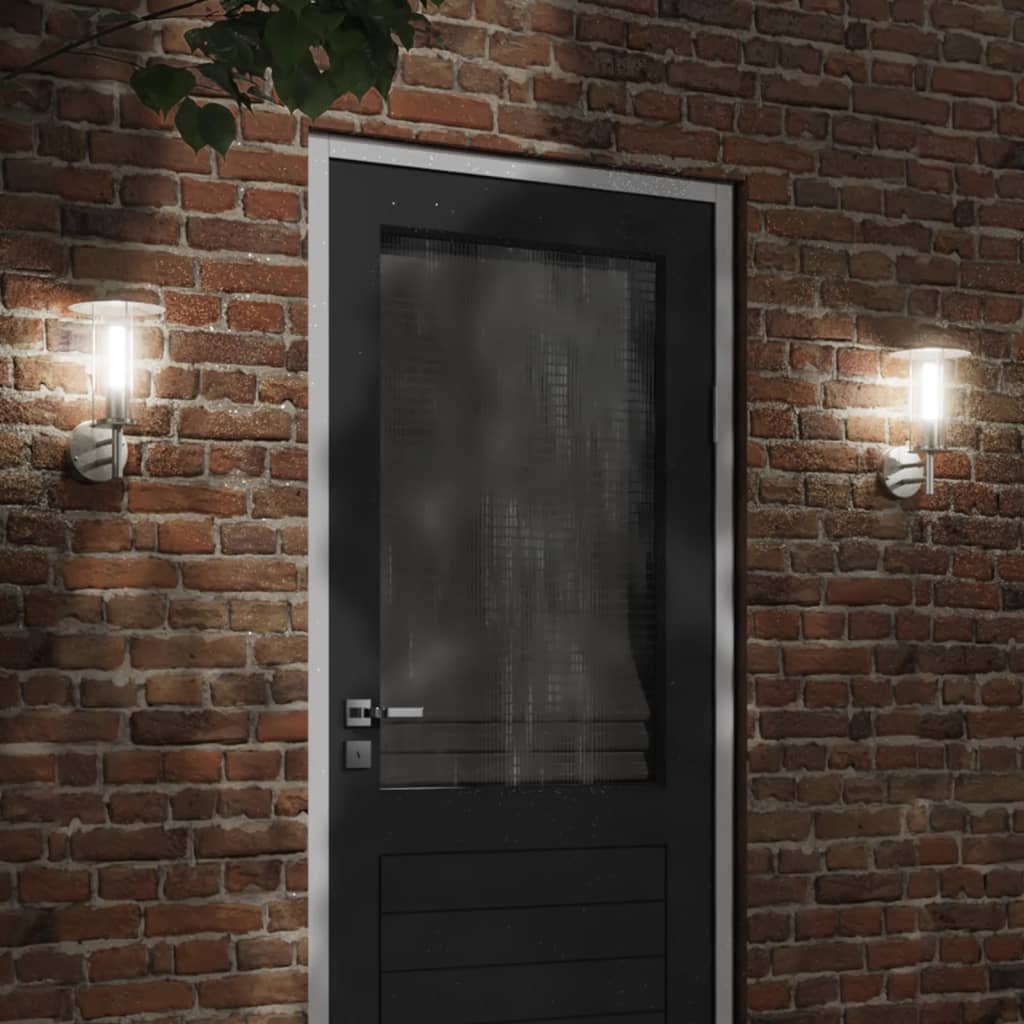 The Living Store Kinkiet zewnętrzny - srebrny - stal nierdzewna - Zewnętrzna Lampa Ścienna
