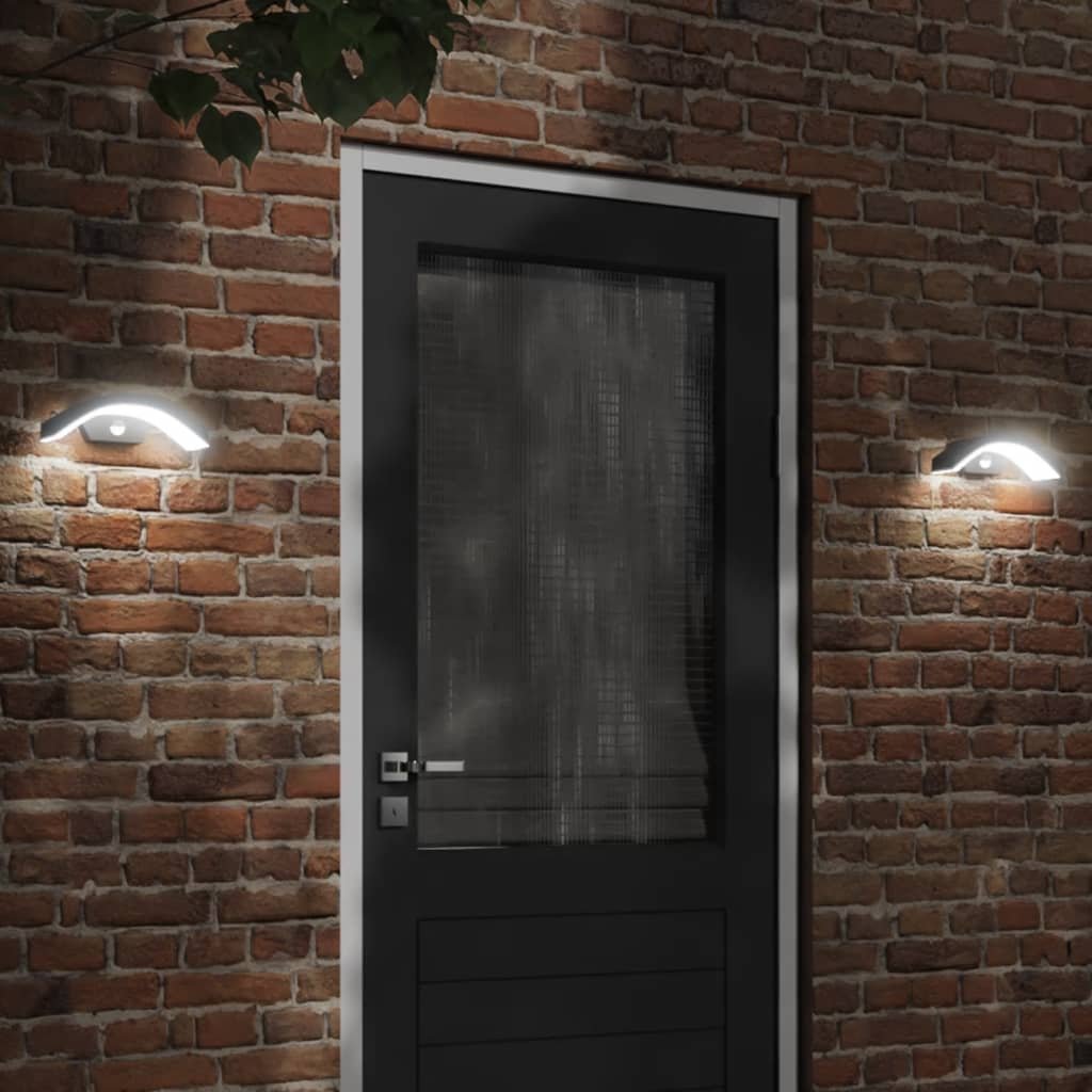 The Living Store Zewnętrzny kinkiet LED z czujnikiem - czarny - odlewane aluminium - Zewnętrzna Lampa Ścienna