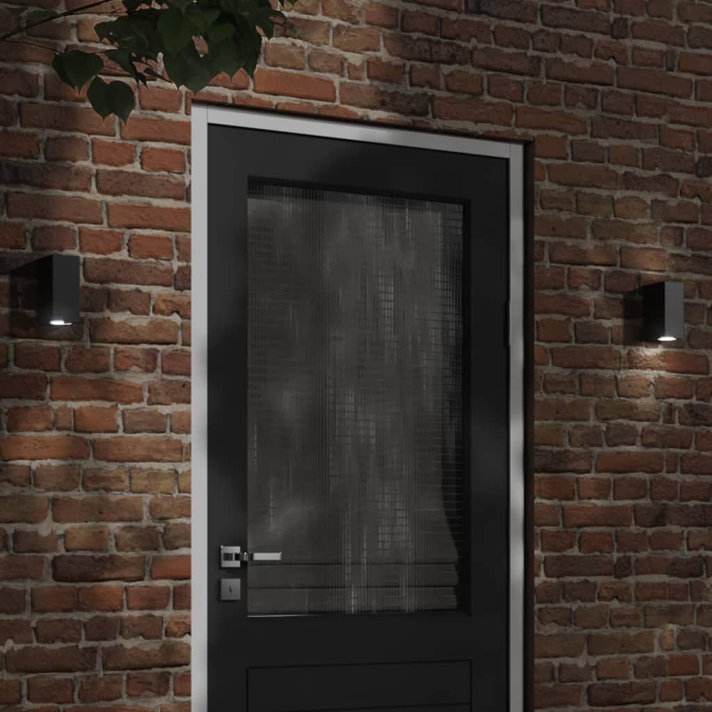 The Living Store Kinkiety zewnętrzne - 2 szt. - czarne - odlewane aluminium - Zewnętrzna Lampa Ścienna